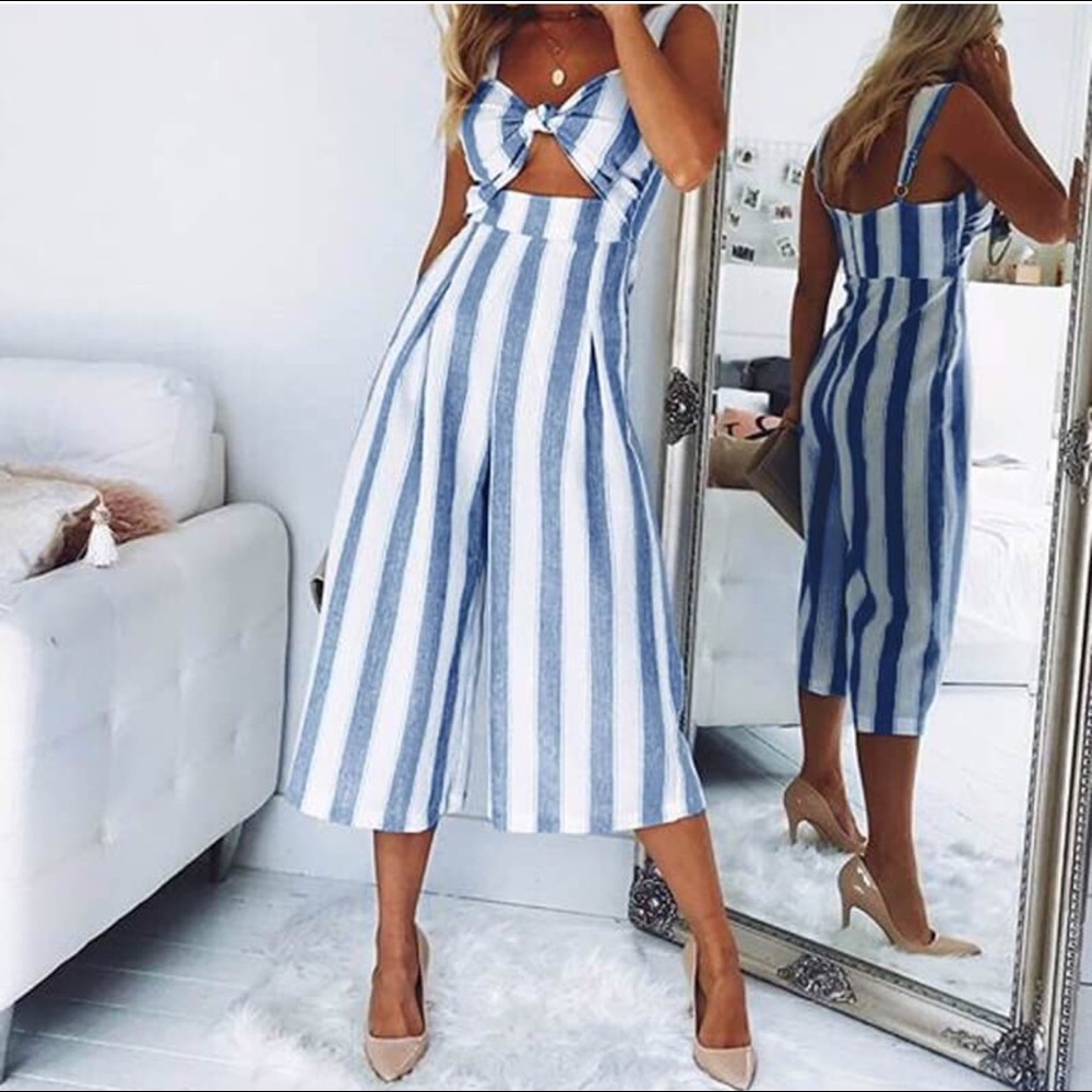Casual striped jumpsuit